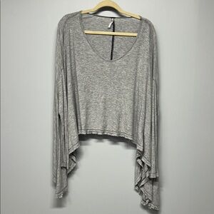 Free People Asymmetrical Long Sleeve Oversized Gray Size Small Boho Lightweight